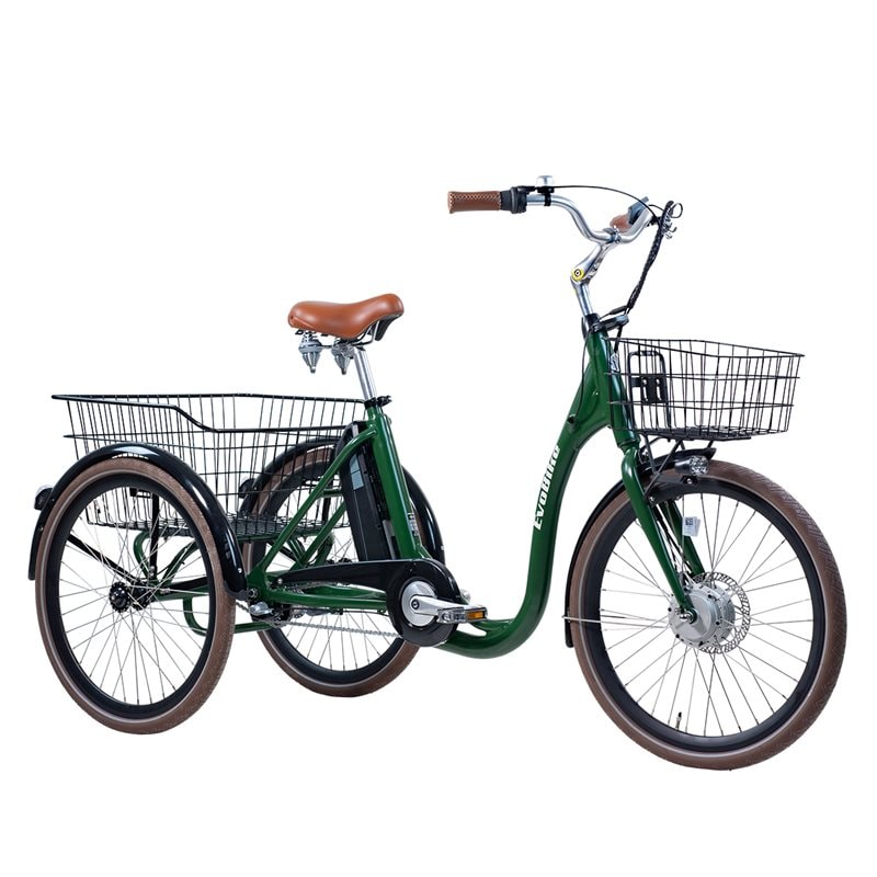 Fyndex Elcykel Trehjulig Elcykel Evobike Elegant 24 tum 250W 2023 432 Wh - Olivgrön