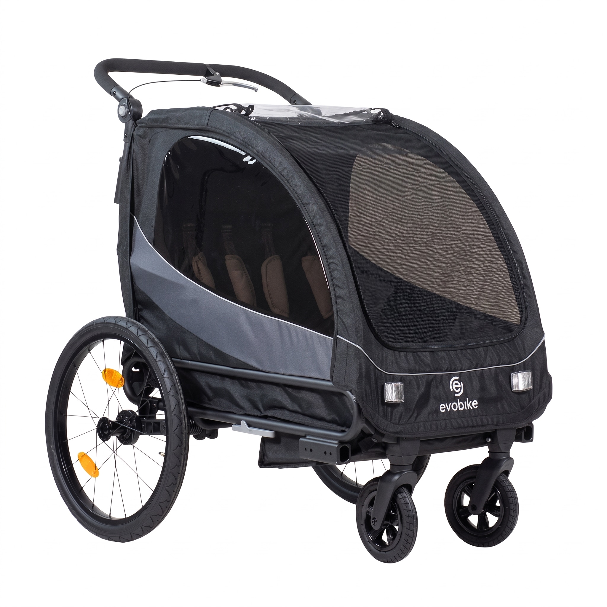 Cykelvagn Evobike Väddö Duo Svart / Grå