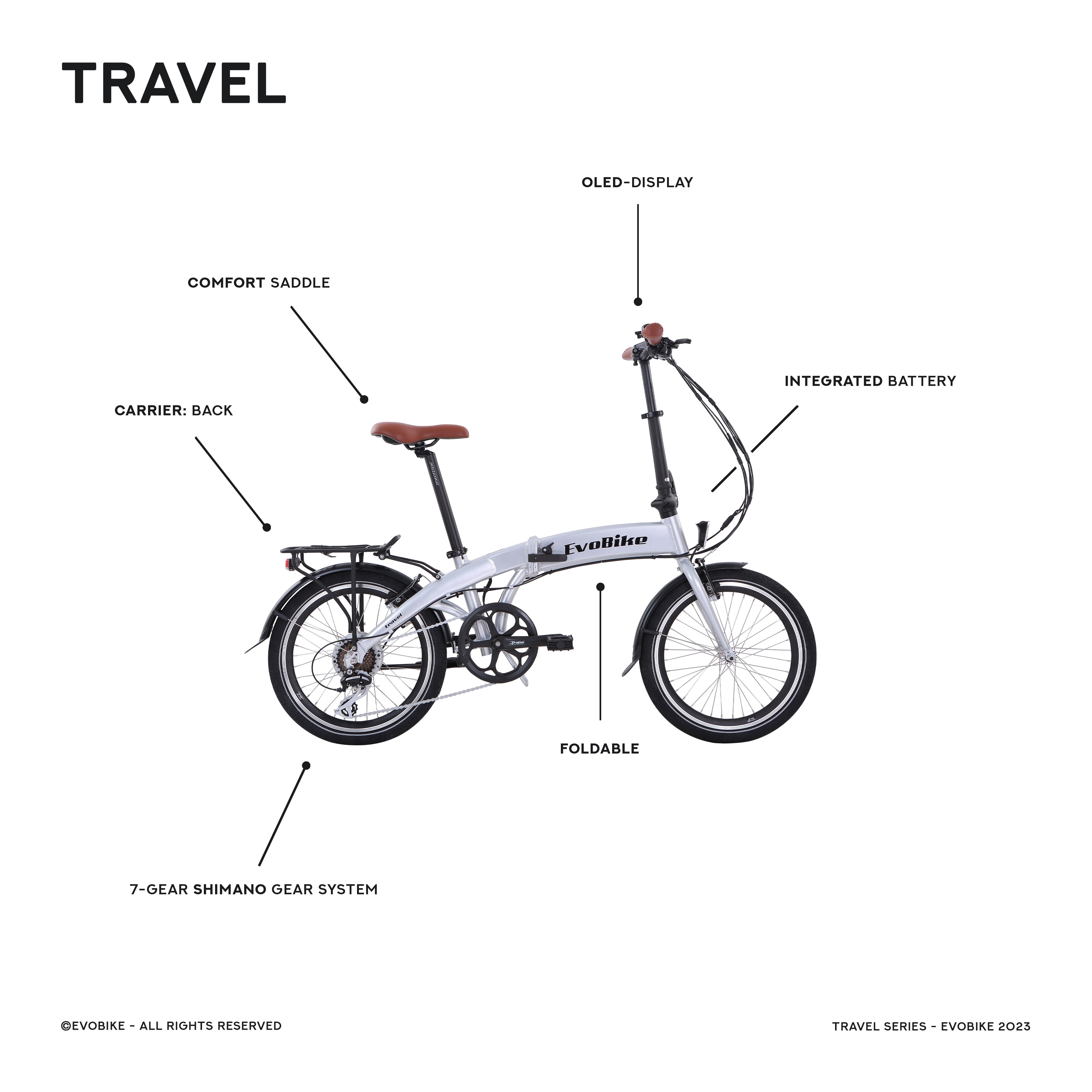 Elcykel EvoBike Travel - Hopfällbar